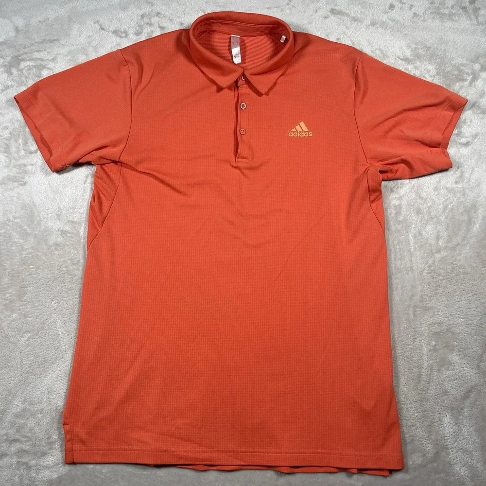 Adidas Heat RDY Performance Polo‎ Shirt Men's Large Orange Moisture Wicking - Picture 2 of 8
